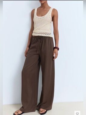 Mango Wide-Leg Drawstring pants